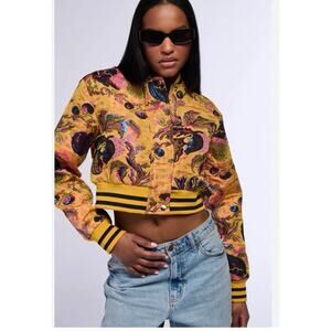 Akira Brocade Tapestry Varsity Bomber Jacket Size XL Floral